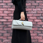 Genuine Leather Woven Women Clutch Bag 