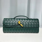 Woven Cowide Leather Dark Green clutch bag 
