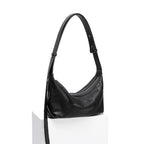 Supple Lambskin Trendy Vintage Crescent Black Hobo Bag