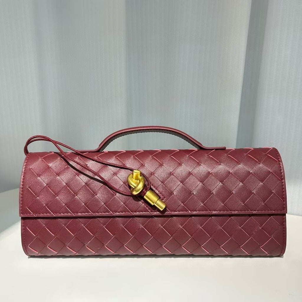 Burgundy Genuine Leather Woven Bag 