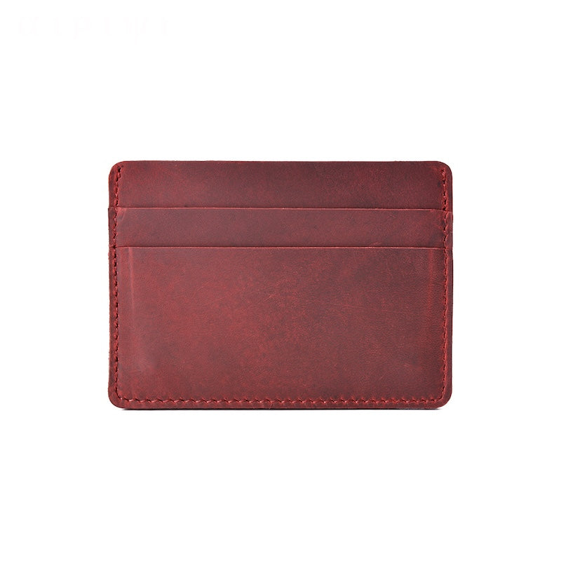 Vintage Burgundy Leather Card Holder 