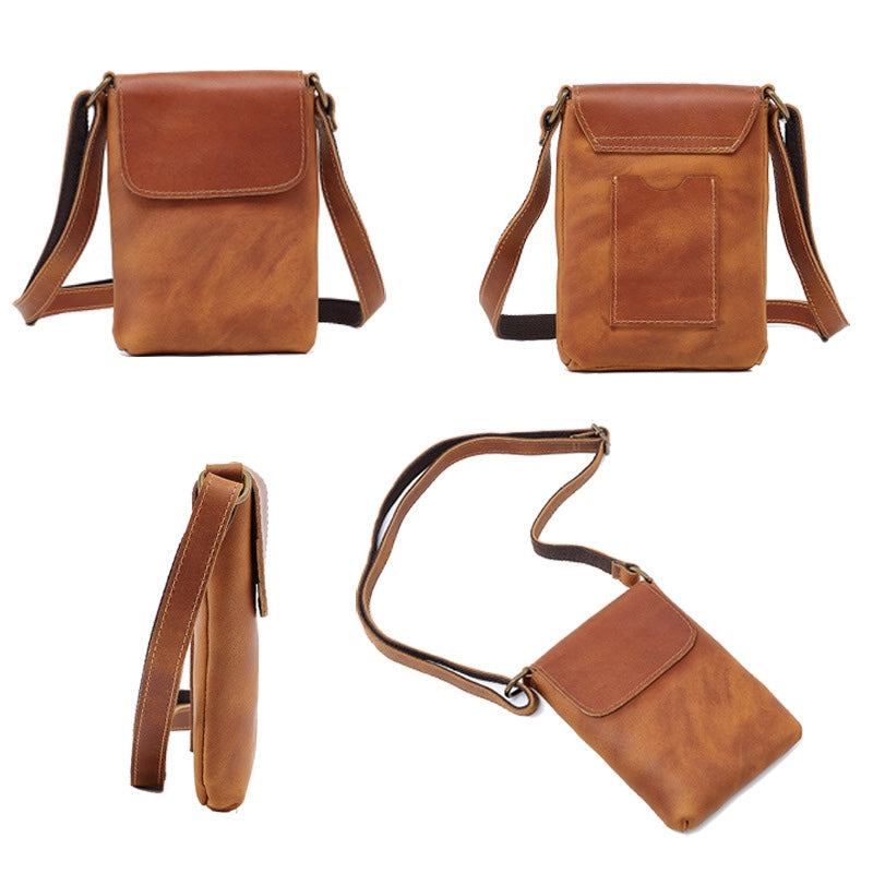 Vintage Leather Crossbody Phone Bag 