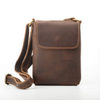 Dark Brown Genuine Leather phone Bag Crossbody 