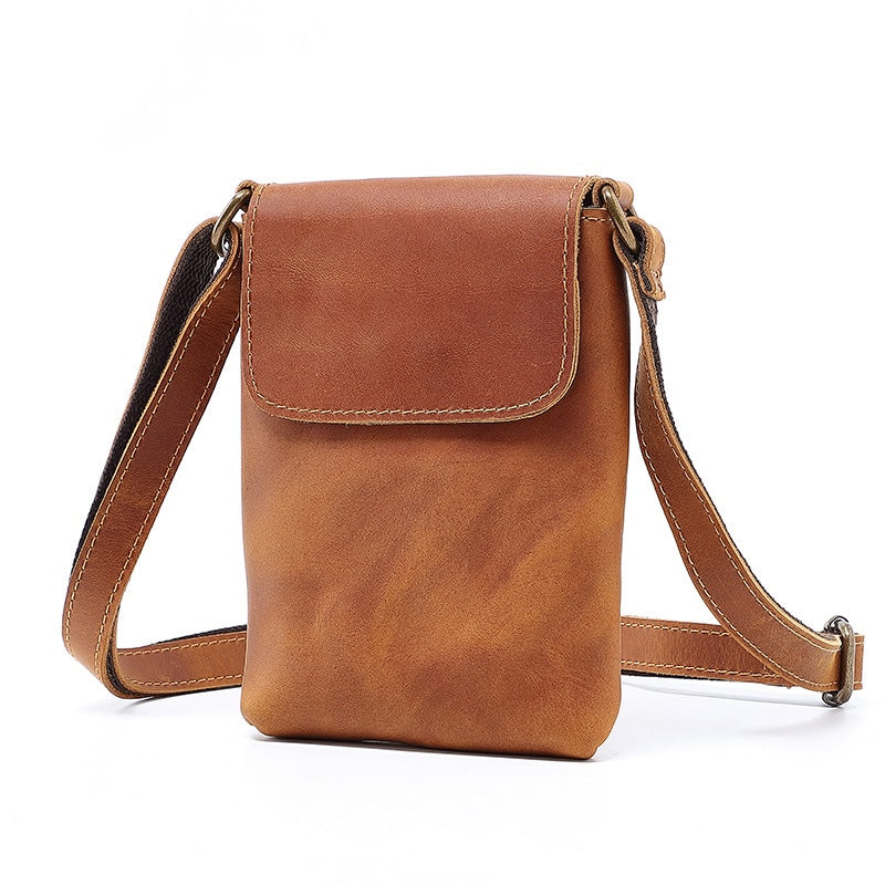 Genuine Leather Men's Vintage Phone Bag Front 