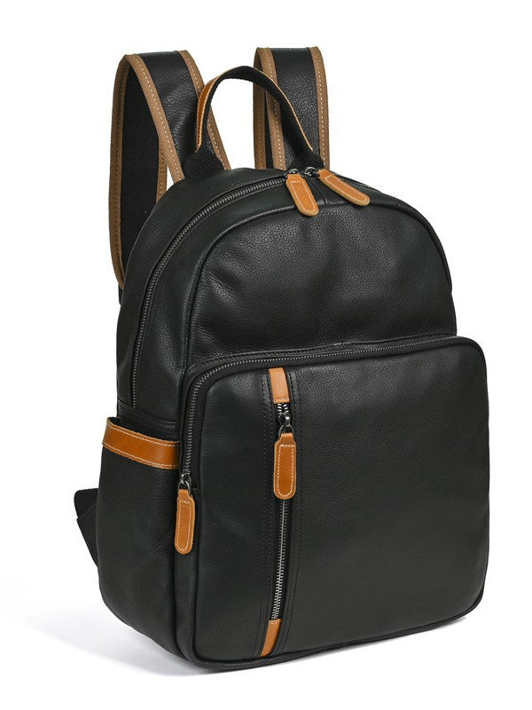 Black Leather Laptop Backpack 