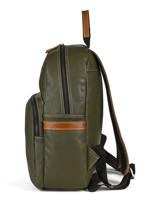 Green Backpack With Brown Ascents Side View 