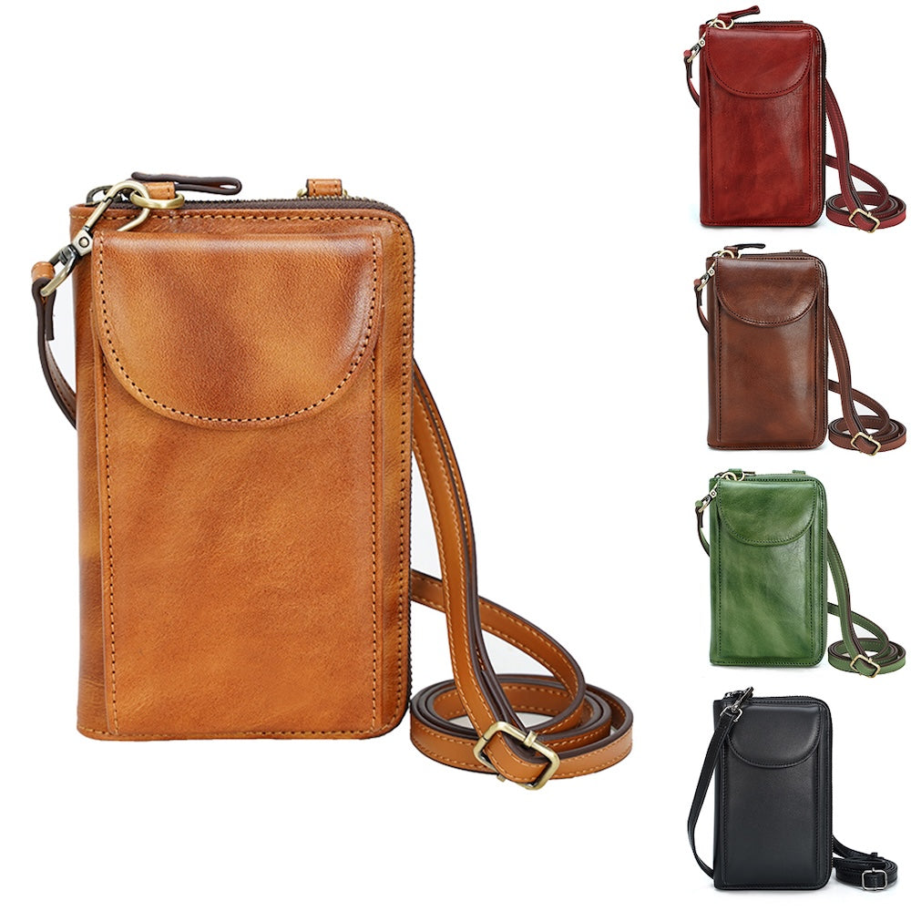 Durable Buffalo Leather Phone Bag Front