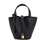 Small Black Bucket Bag Premium Leather 