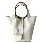 White Bucket Bag Genuine Leather 