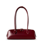 Cowhide Leather Women Shoulder Bag Burgundy 