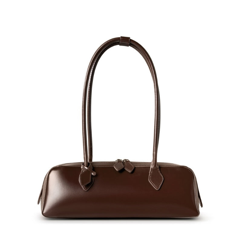 Coffee Leather Shoulder Bag 